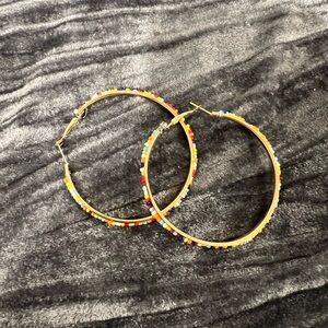 Colorful Beaded Hoop Earrings